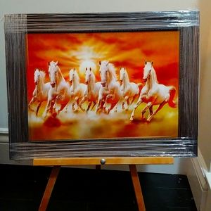 Laminated framed print - Horses
